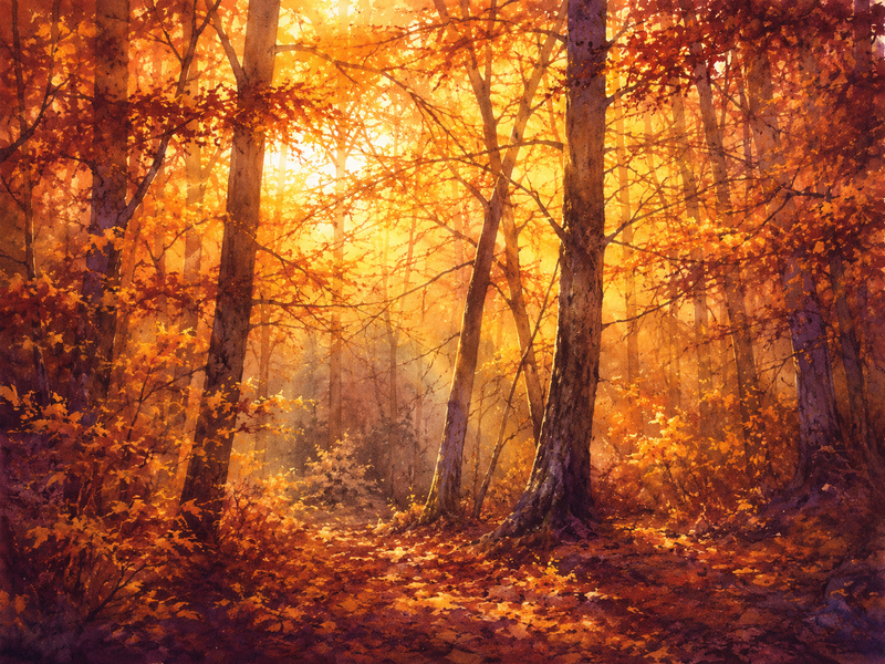 Forêt dautomne à laquarelle
