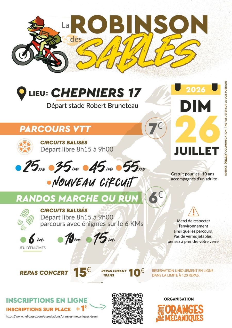 Randonnée pédestre plus VTT la Robinson des Sables