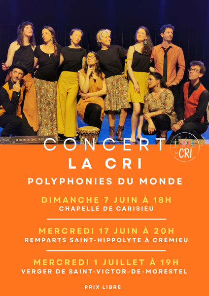Affiche : Concert de la Chorale Rurale Itinérante à la chapelle Saint-Blaise de Carisieu