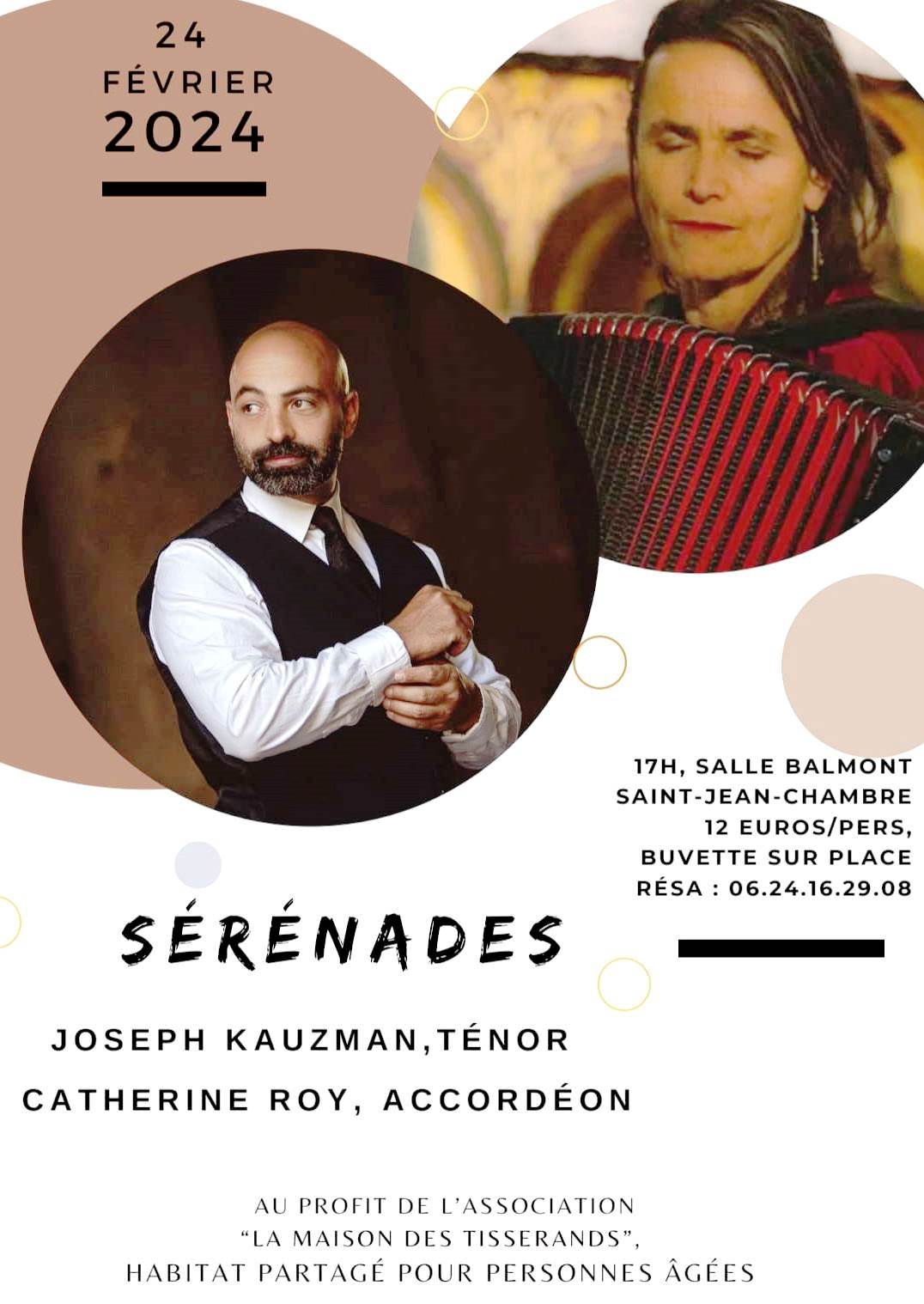 Accueil : Concert Joseph Kauzman et Catherine Roy - Sérénades (chant ténor et accordéon)