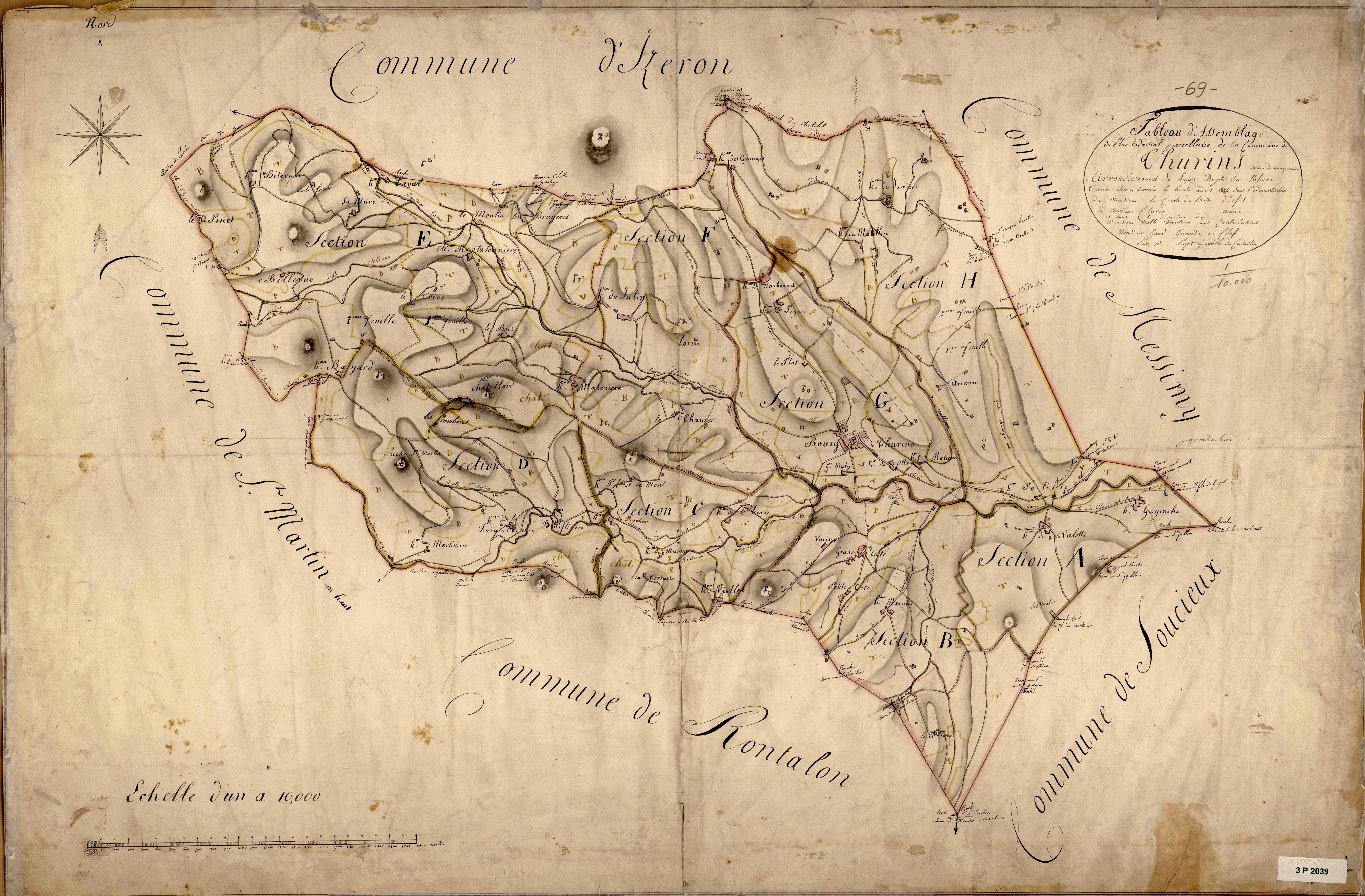 Cadastre tableau d'assemblage Thurins ADRML 69 - 3P2039