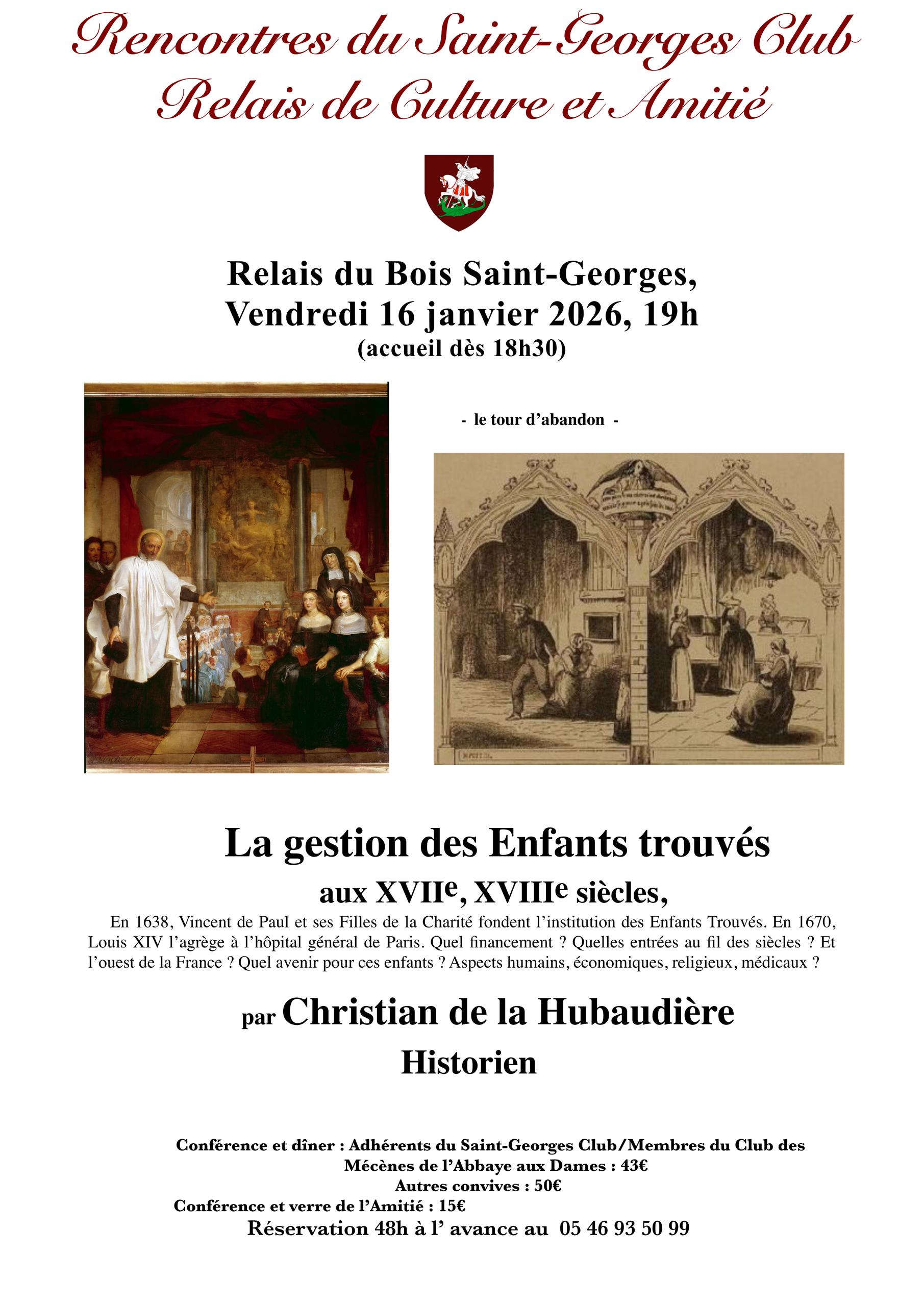 Rencontre du Saint-Georges Club : La gestion des Enfants trouvés aux XVIIe, XVIIIe siècles