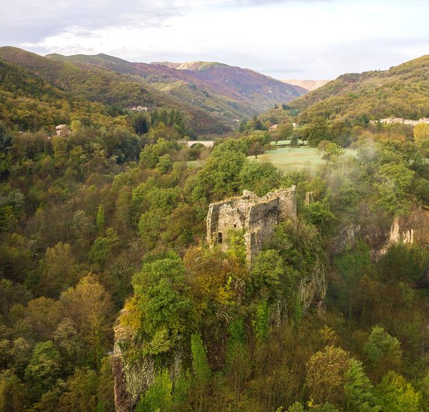 Montpezat-sous-Bauzon - Site de Pourcheyrolles-zoom château pourcheyrolles ©S.BUGNON