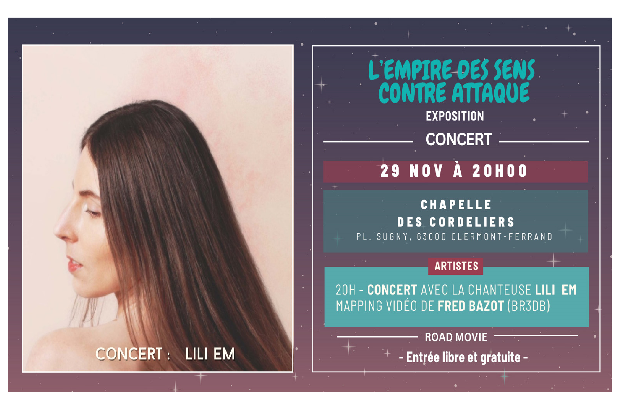 Concert avec la chanteuse  Lili Em + Mapping vidéo + Exposition collective