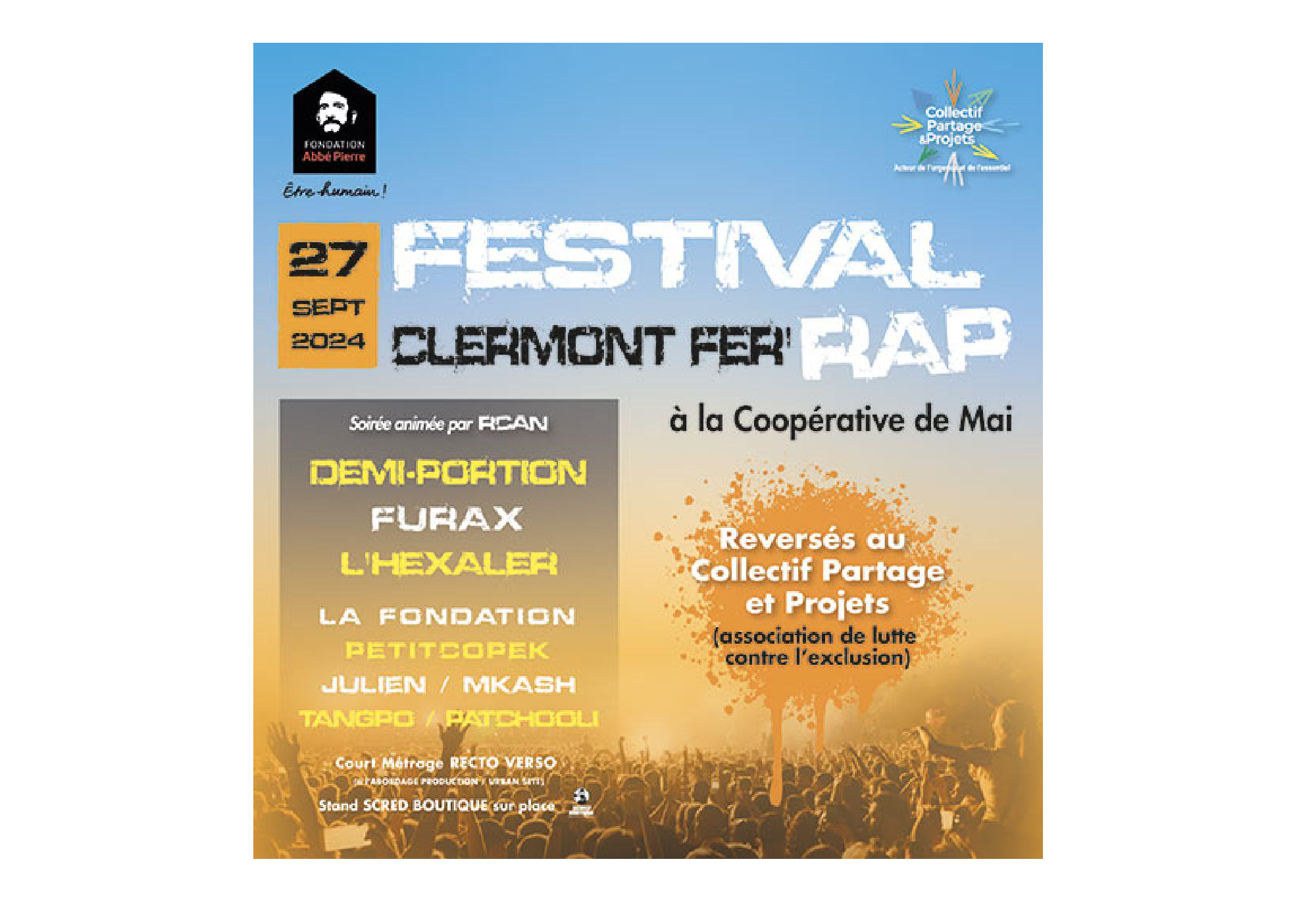 Clermont Fer'rap : Demi Portion - Furax Barbarossa - L'Hexaler La Fondation - Petit Copek - Julien/Mkash - Tangpo/Patchooli | La Coopérative de Mai