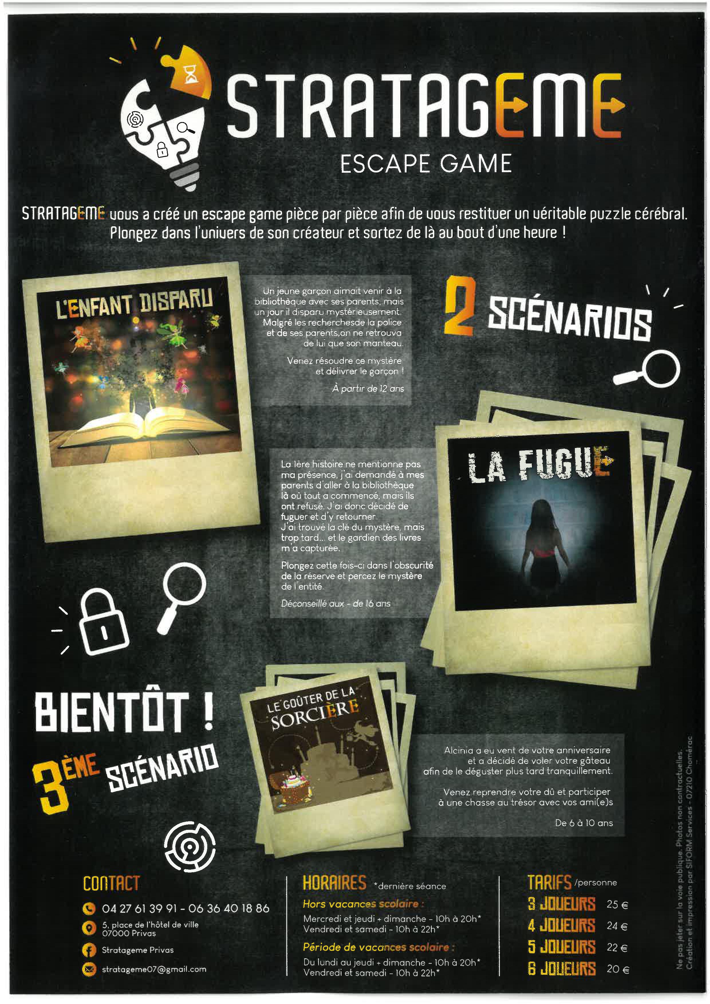 Activités ludiques : Stratagème - Escape Game