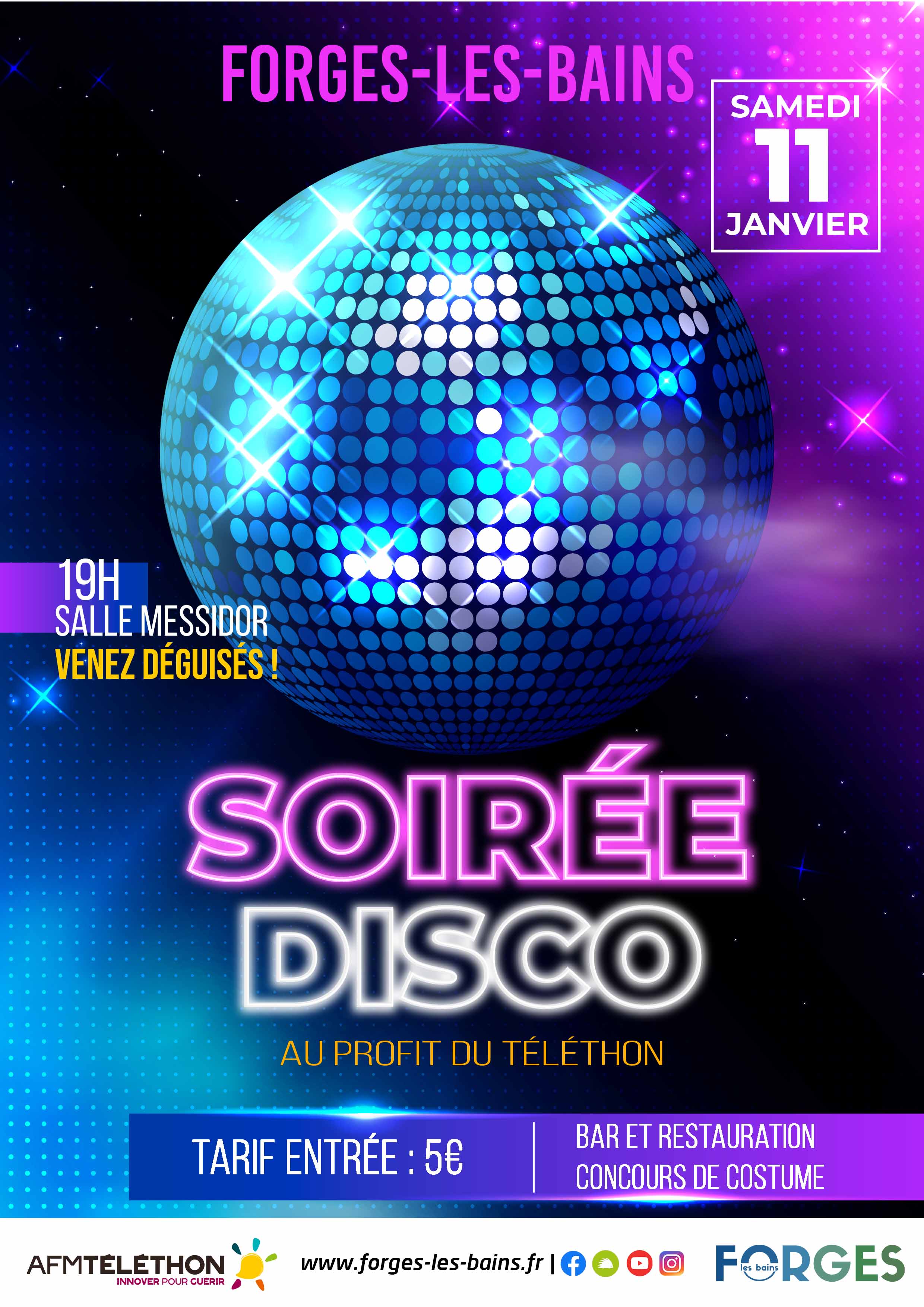 Soiru00e9e disco au profit du tu00e9lu00e9thon - janvier 2025 u00e0 Forges-les-Bains
