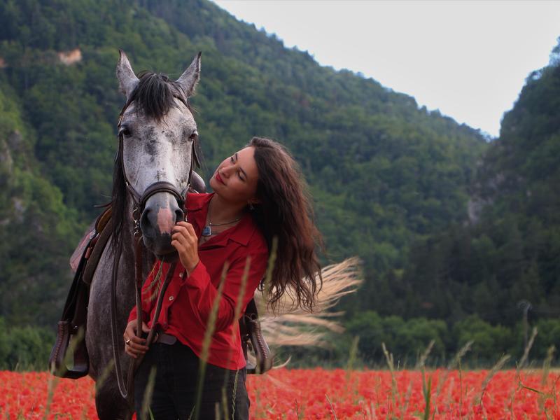 Cheval coquelicot