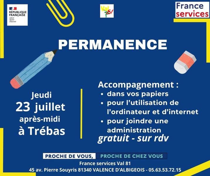 Permanence à Trébas - France Services Val81