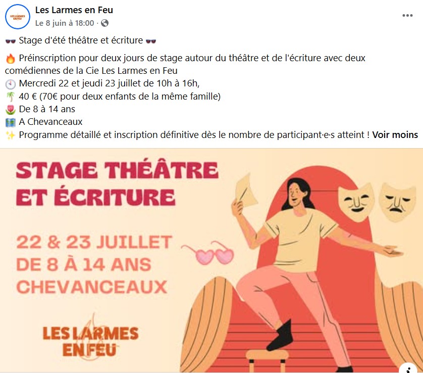 Stage d'été théâtre et écriture