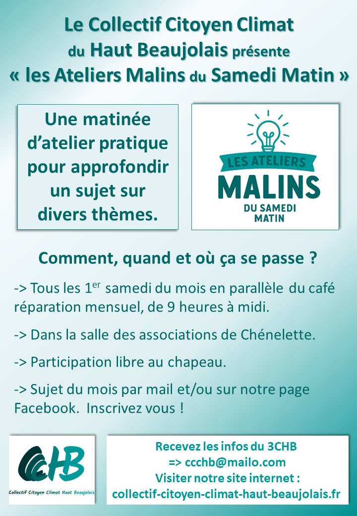 Affiche des Ateliers Malins du samedi matin