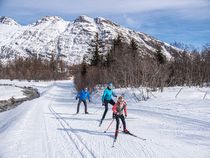 Skieurs en skating sur les pistes de Bessans