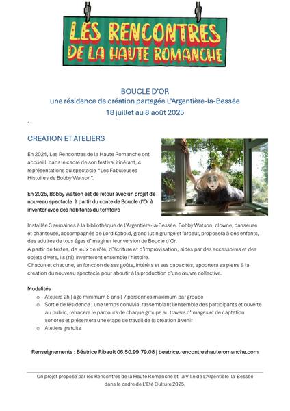 Atelier et création autour du conte de Boucle d'or_L'Argentière-la-Bessée