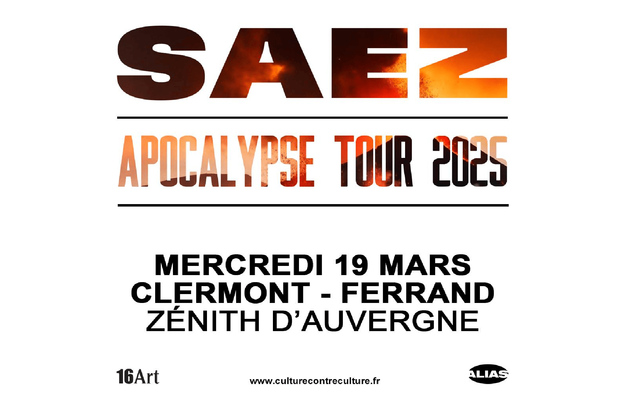 Saez : Apocalypse Tour 2025 | Zénith d'Auvergne