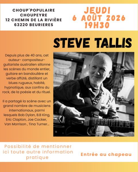 Concert de Steve Tallis, australian blues griot