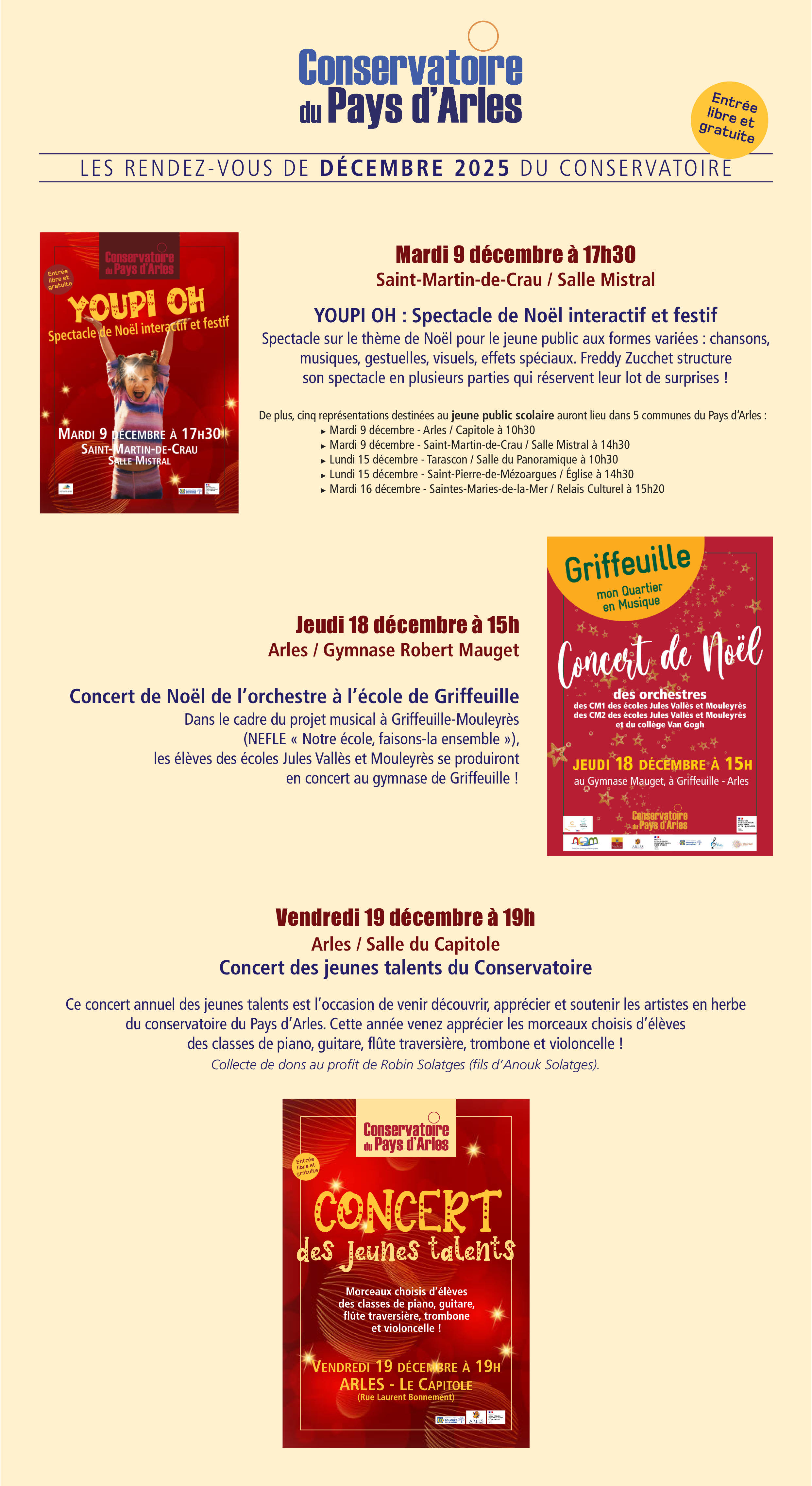 Les rendez-vous de décembre 2025 du Conservatoire
