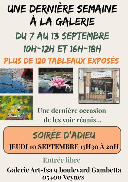 Dernière semaine à la Galerie Art-Isa – Plus de 120 tableaux exposés