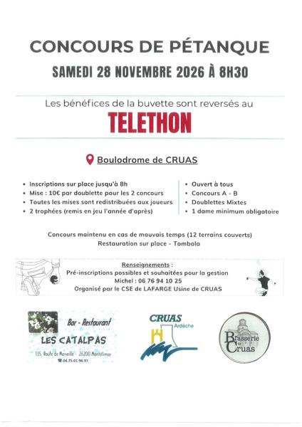 Concours de pétanque pour le Téléthon_Cruas