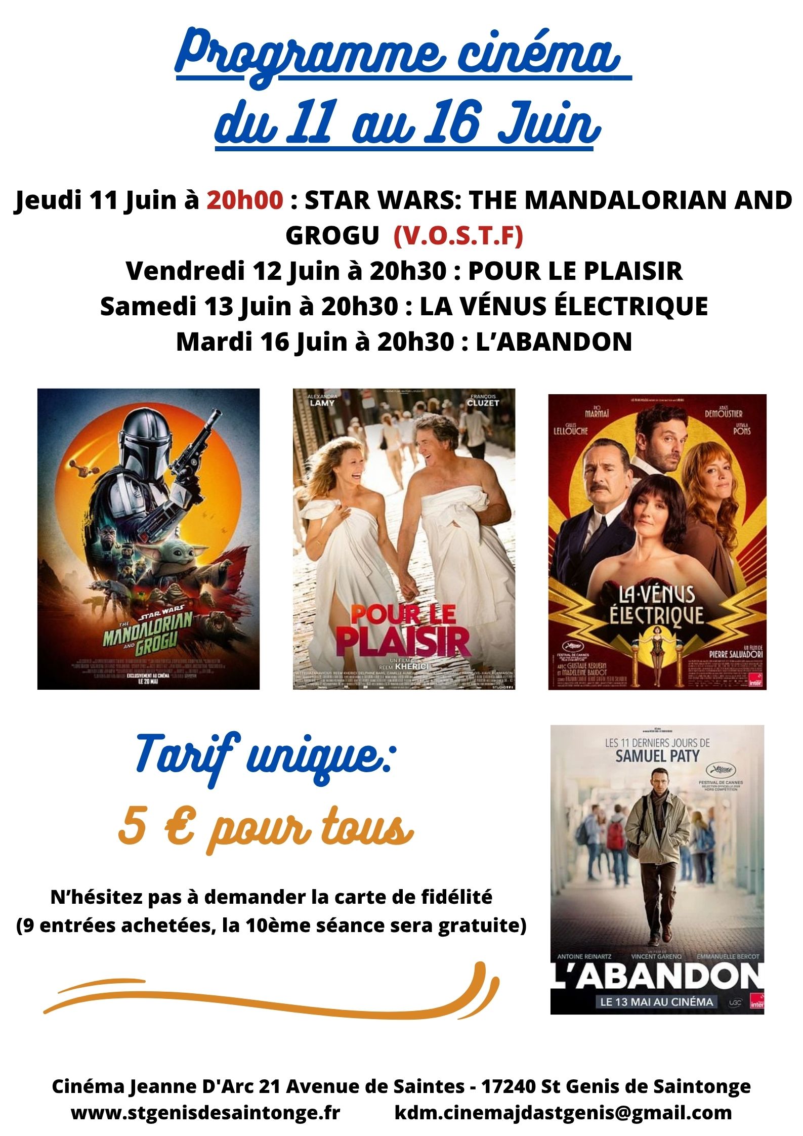 Programme Cinéma Saint Genis de Saintonge du