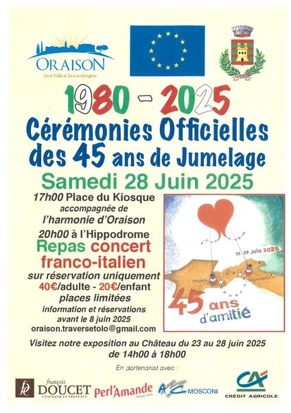 1980-2025 Cérémonies Officielles des 45 ans de jumelage