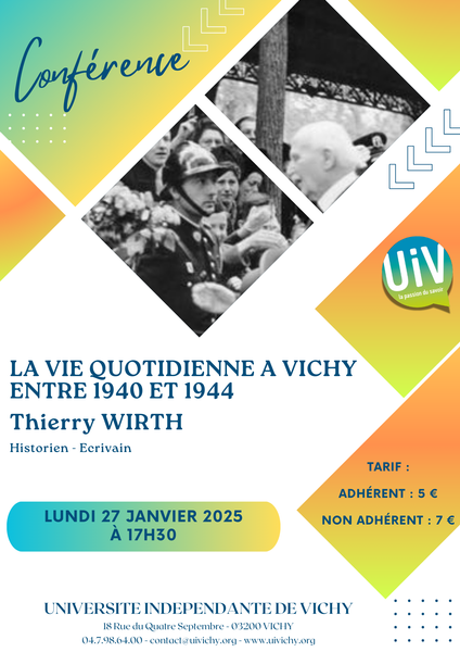 Conférence : la vie quotidienne à Vichy entre 1940 et 1944