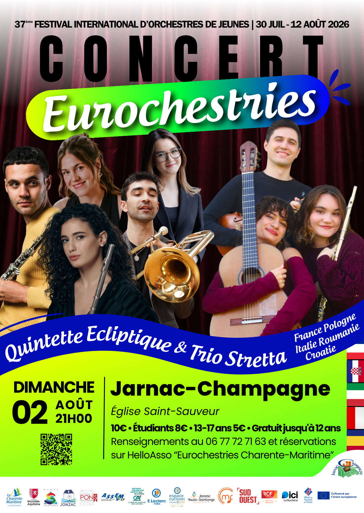 Concert du Trio "Stretta" (Croatie) et du Quintette "Ecliptique" (France, Italie, Pologne et Roumanie) - 37ème festival international des Eurochestries