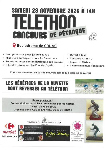 Concours de pétanque pour le Téléthon_Cruas