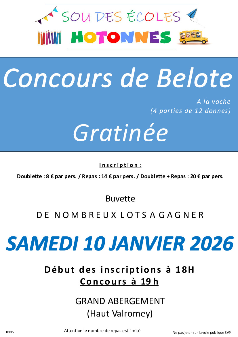 Concours de belote � la vache et gratin�e au Grand Abergement