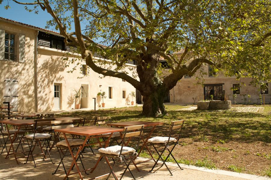 Jardin et bâtisse en en fond