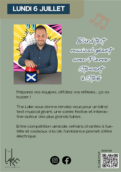 Affiche : Blind test musical géant au restaurant The Lake_Trept