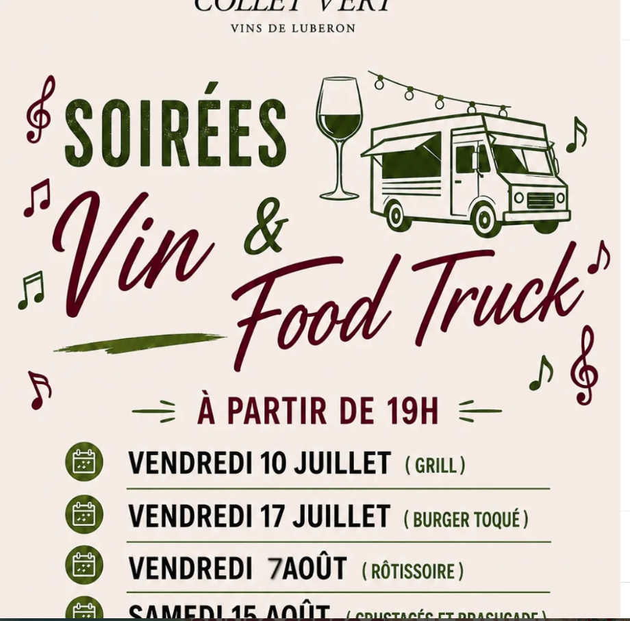 Soirée vin et food truck au Domaine du Collet Vert