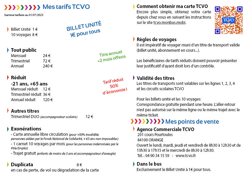 TCVO 2023 : tarifs