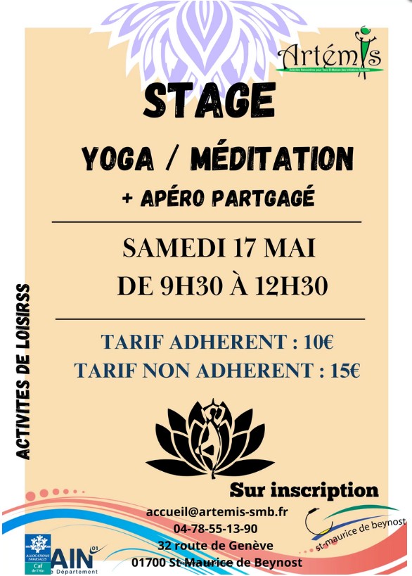 Stage yoga/méditation et apéro partagé proposé par Artémis_Saint-Maurice-de-Beynost