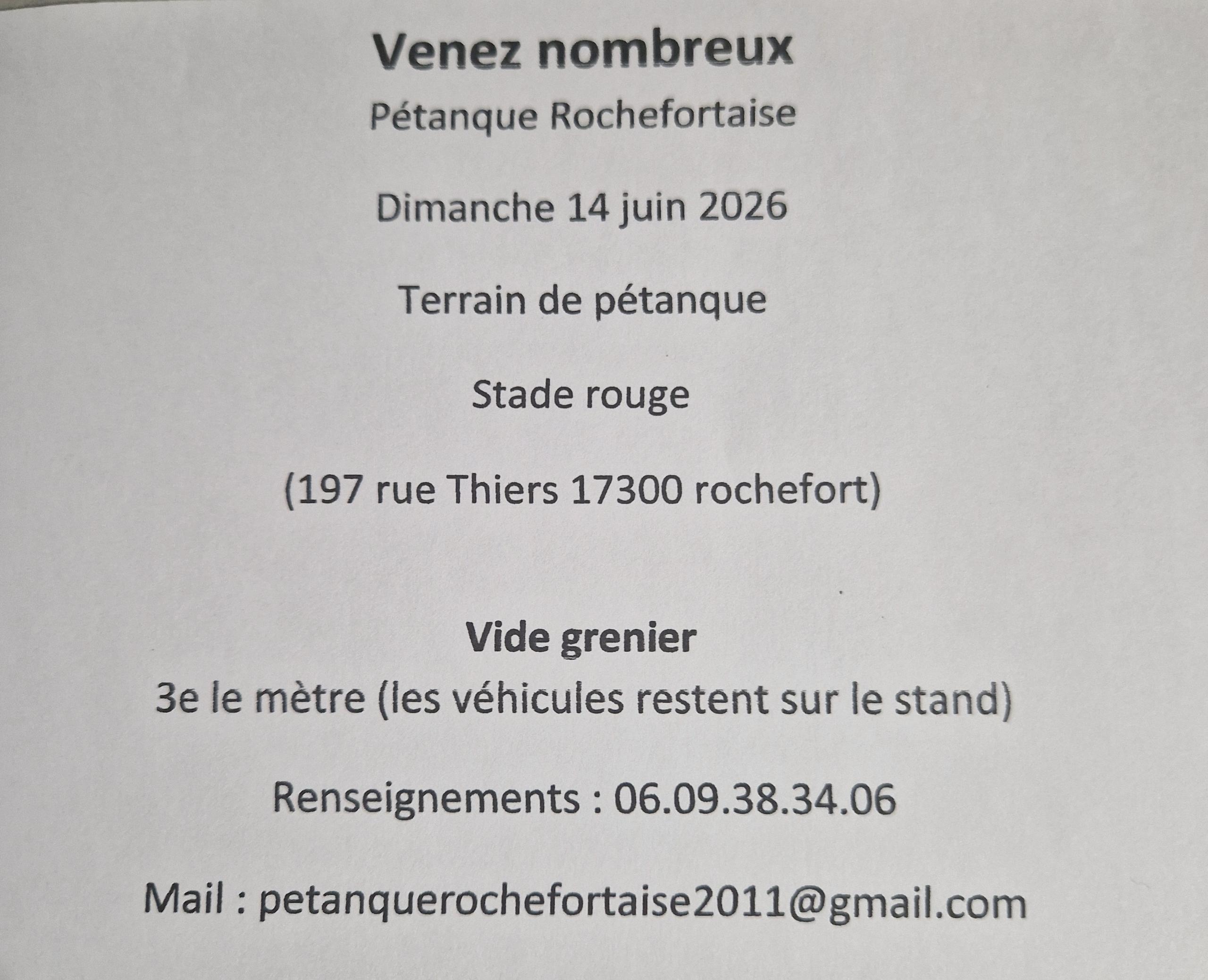 Brocante de la Pétanque Rochefortaise