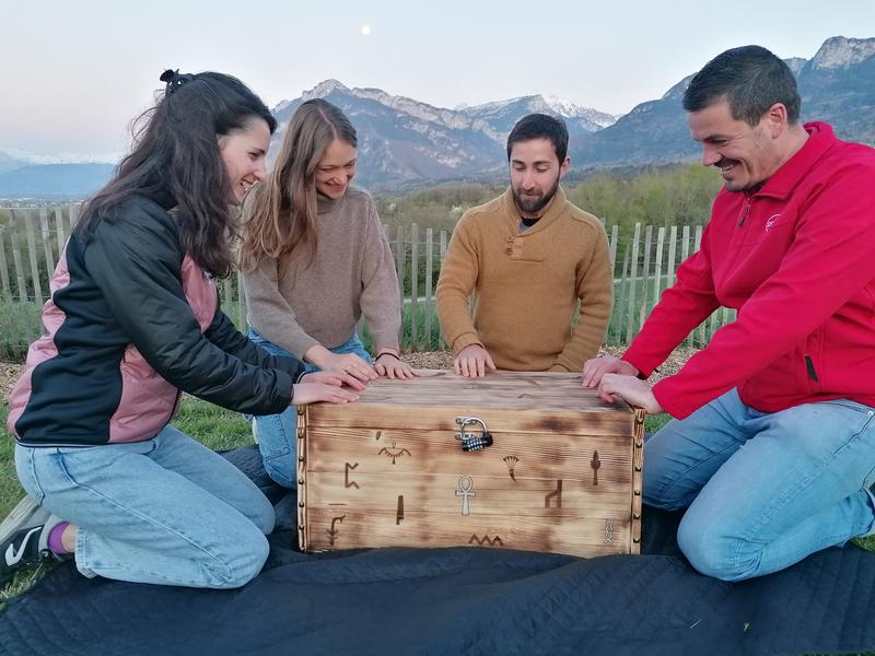 Escape game in a trunk, outdoor game