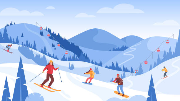 Skiing Stok Illustrations