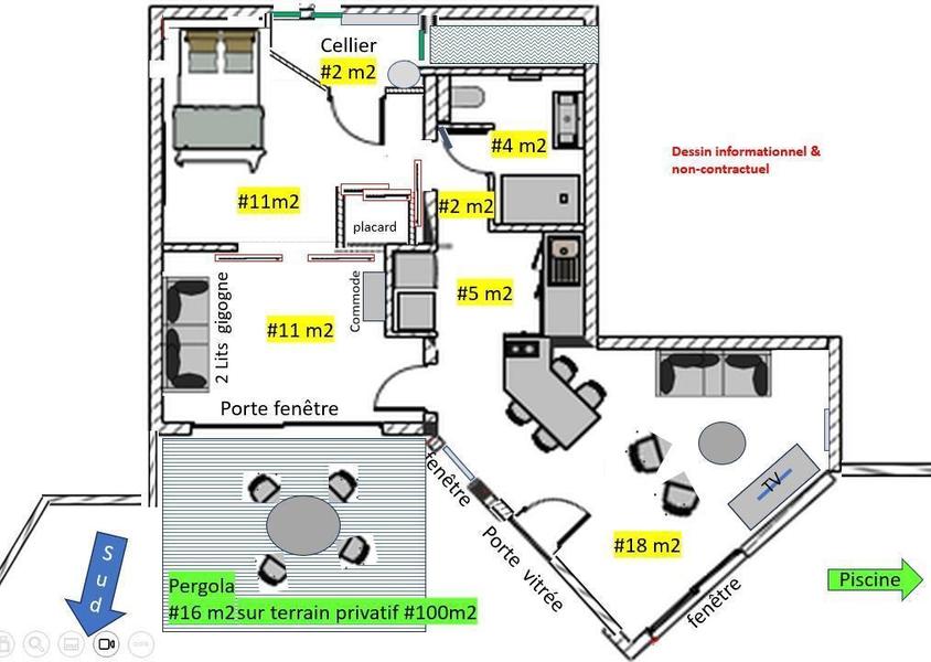 plan du gîte Macalinewa Gîtes de France Alpes-Maritimes Saint-Jeannet