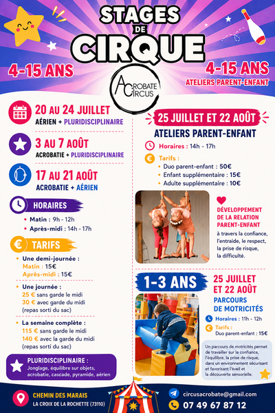 Acrobate Circus : stage d'été 4-15 ans