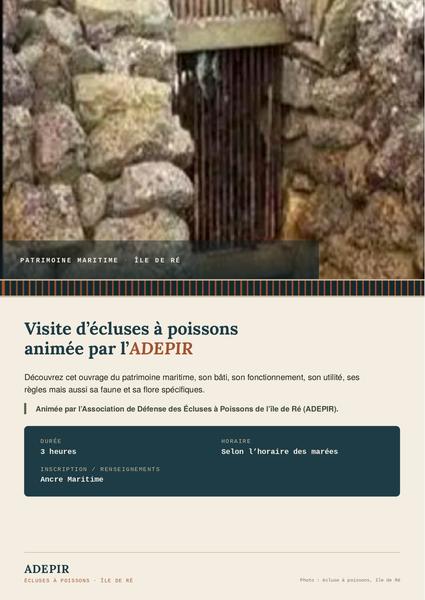 Visite d’écluses à poissons animée par l’ADEPIR