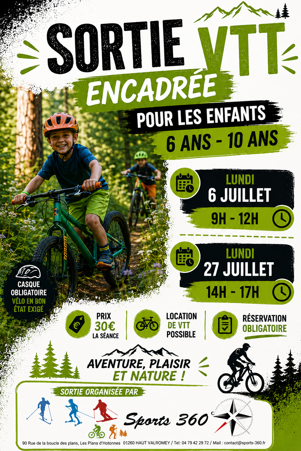 Sortie VTT encadr�e pour les 6-12 ans aux Plans d'Hotonnes