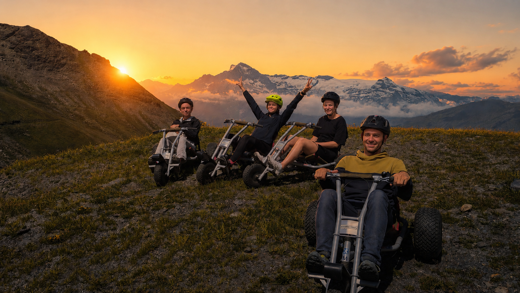 Group of participants at sunset