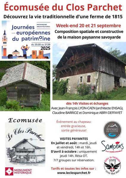 Journée européenne du patrimoine -  Ecomusée du Clos Parchet