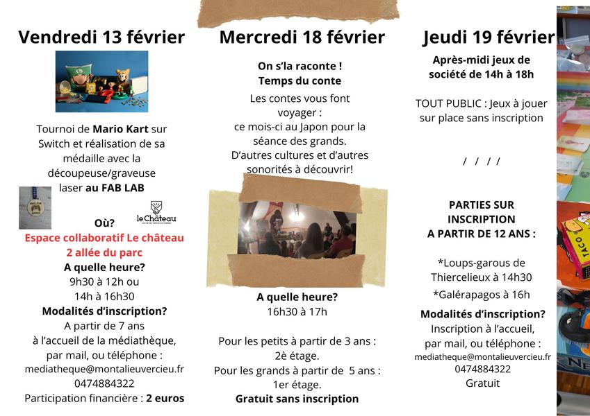 Animations à la médiathèque de Montalieu-Vercieu