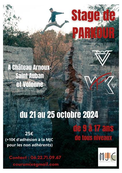 Stage de Parkour/Freerun Du 21 au 25 oct 2024