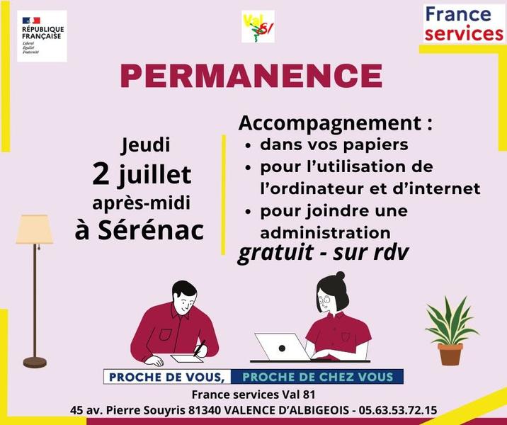 Permanence à Sérénac - France Services Val81