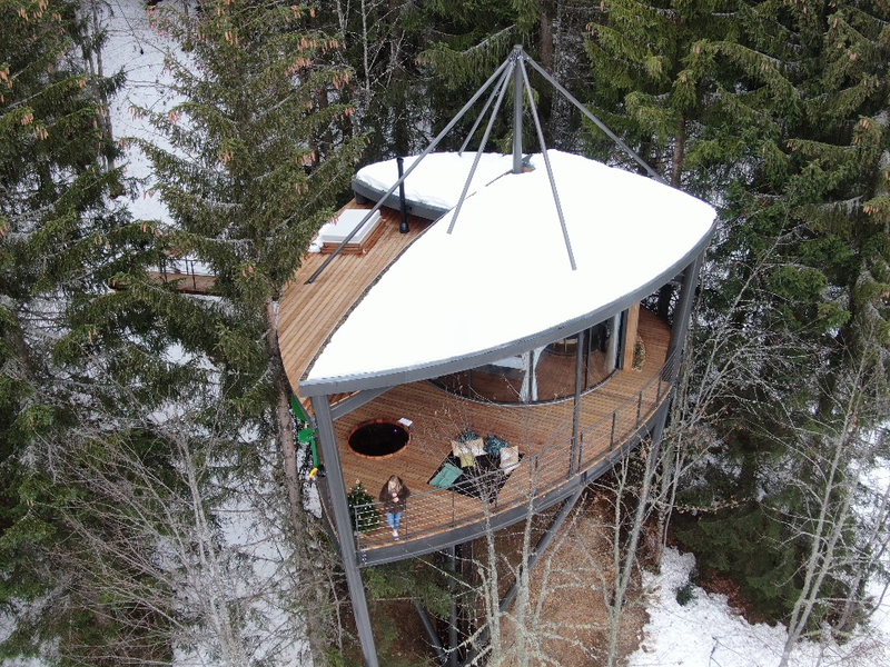 Cabanes entre Terre et Ciel - Cabane Feuille vue aérienne