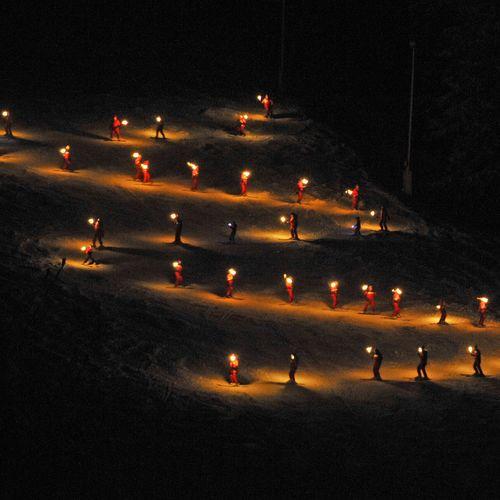 descente aux flambeaux de l'ESF inauguration nouvelle piste_Valloire