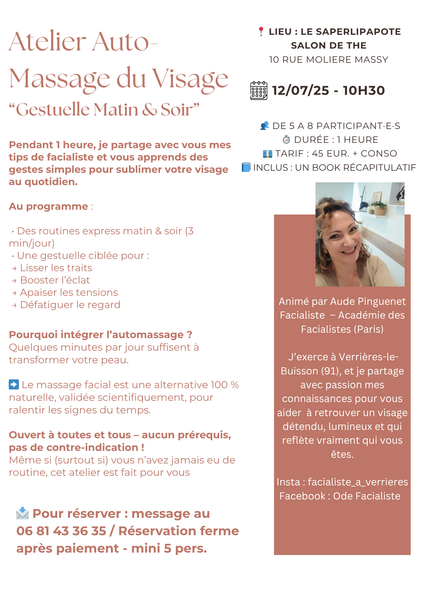 Atelier Automassage du visage - Gestuelle Matin et Soir 
