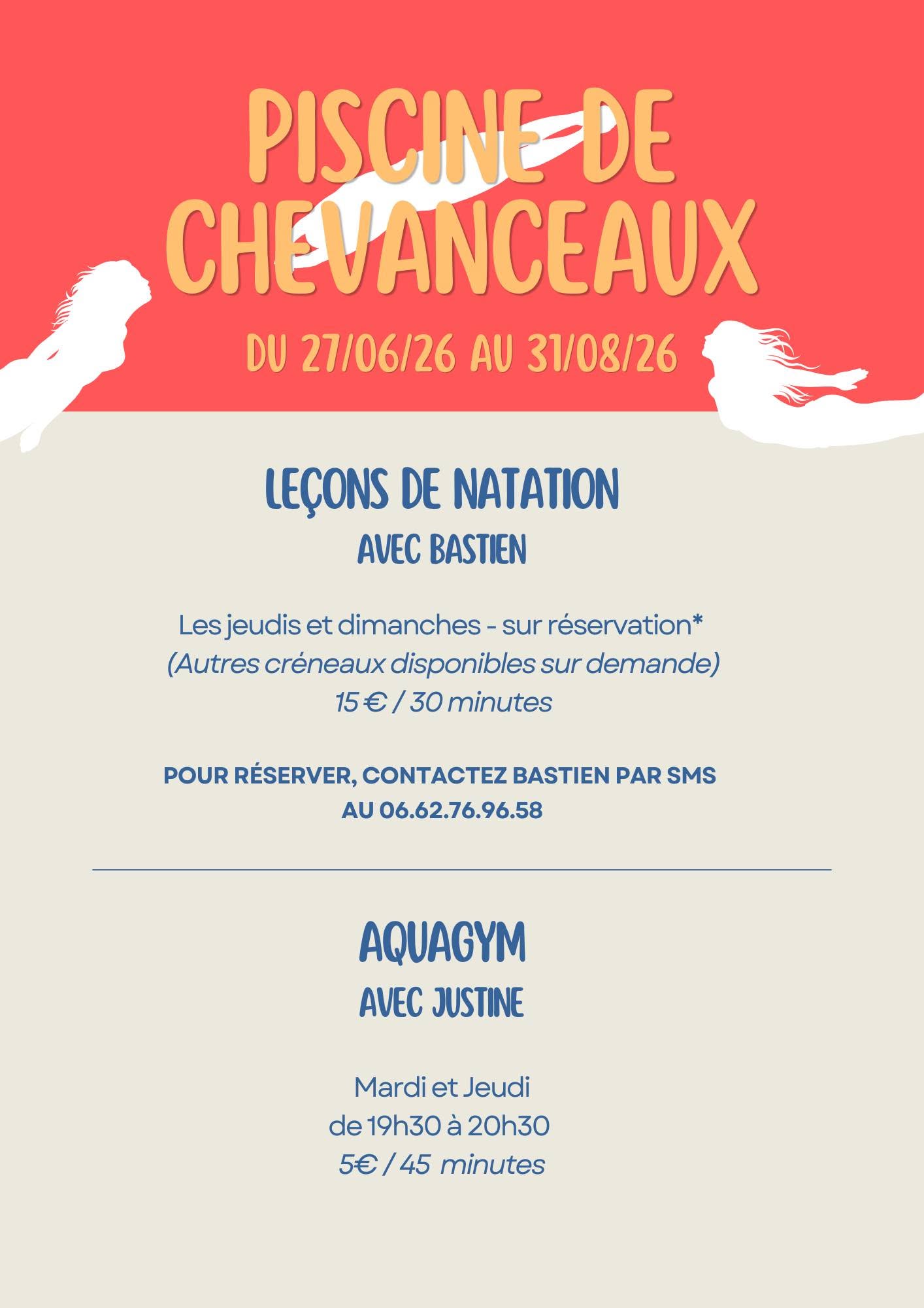 Cours de natation et d'aquagym