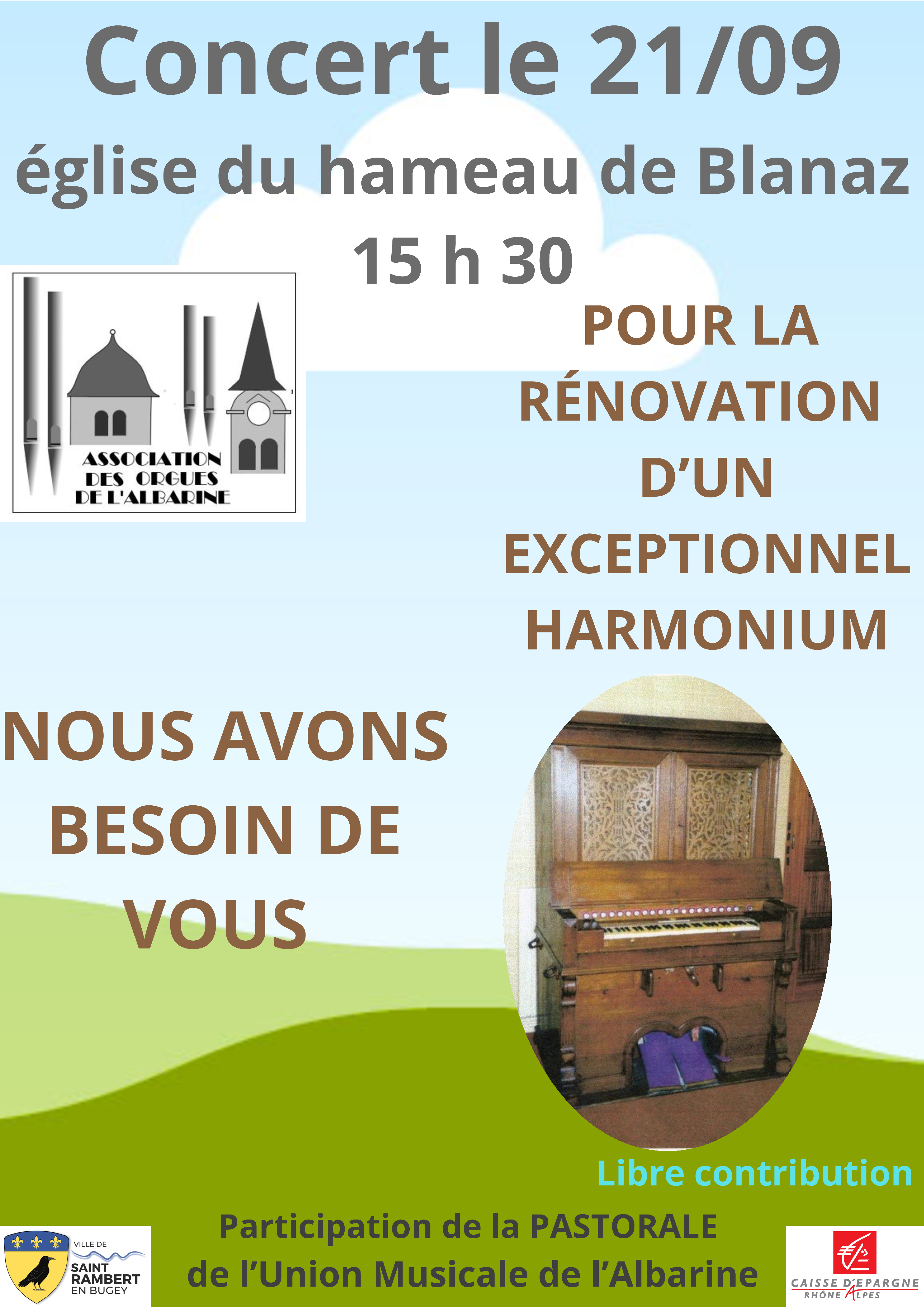 Concert pour la restauration de l'exceptionnel harmonium du hameau de Blanaz